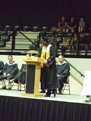 Image: Mike Vlk — Salutatorian, Mike Vlk, gives his speech about advice.