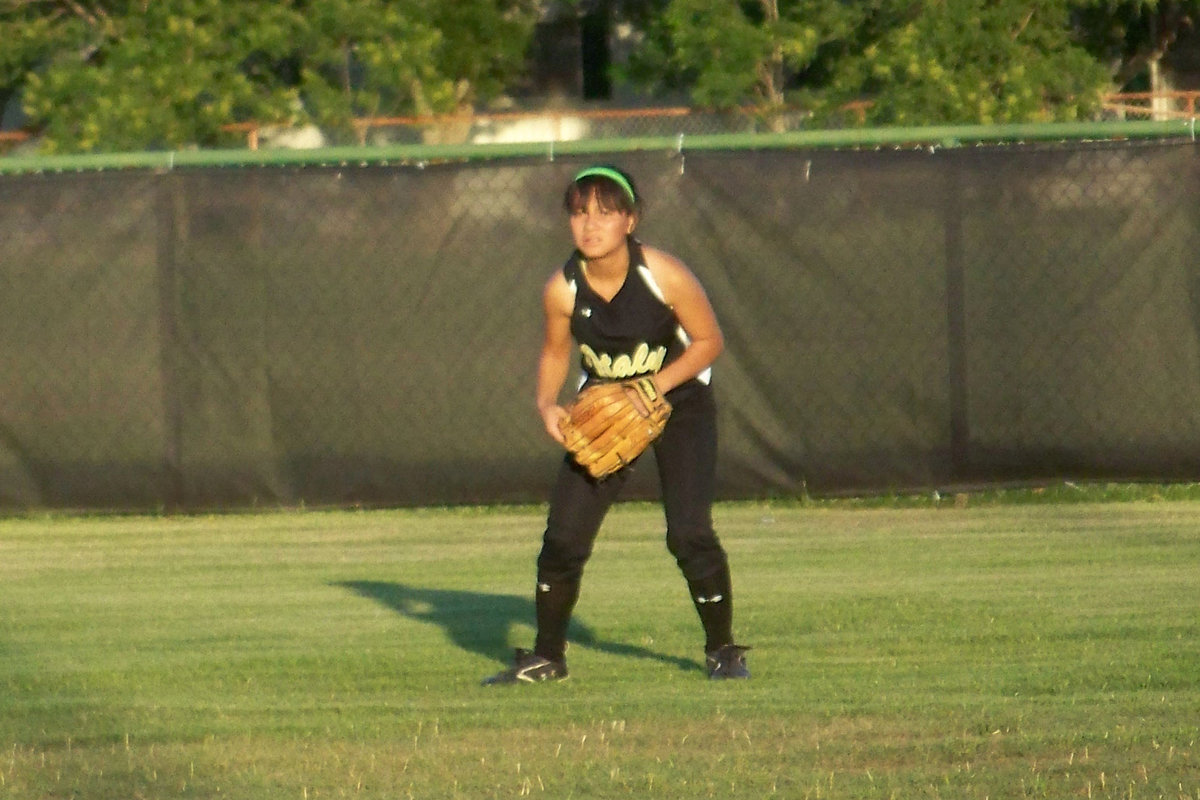 Image: Lupita Luna, Sophomore — Luna gave it her all in right field.