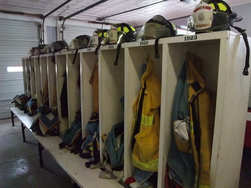 Image: The locker room — A set of fireman’s bunker gear costs over $1,500.00.