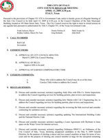 Image: Agenda Page 1 — Page 1 of the city council regular meeting schedule.