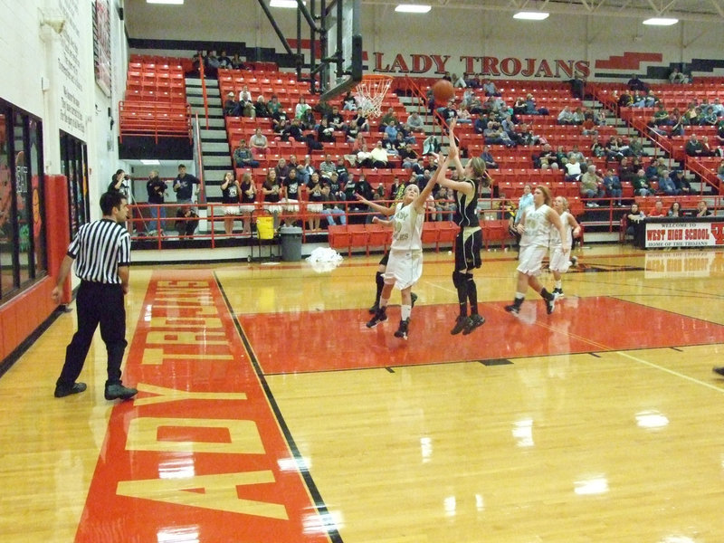 Image: Rossa looks good — Kaitlyn Rossa gets a rare good look at the basket as she tries to score two points for her Lady Gladiators.