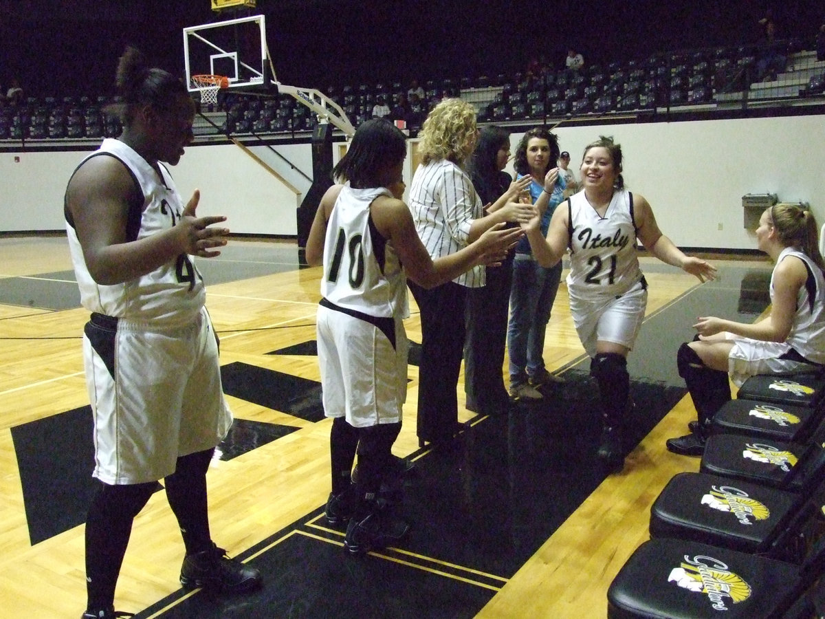 Image: Blanca’s introduced — Taking her final introduction at home in the dome is Senior Lady Gladiator, Blanca Figueroa.