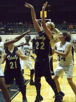 Image: Bithday girl has a ball — Megan Richards #22 makes 2 of her 9-points against GPAA.