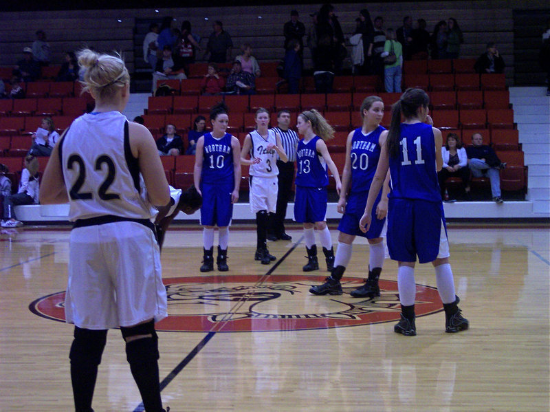 Image: Richards &amp; Rossa — Italy’s #22 Megan Richards &amp; #3 Kaitlin Rossa get set for the tip-off against Wortham.