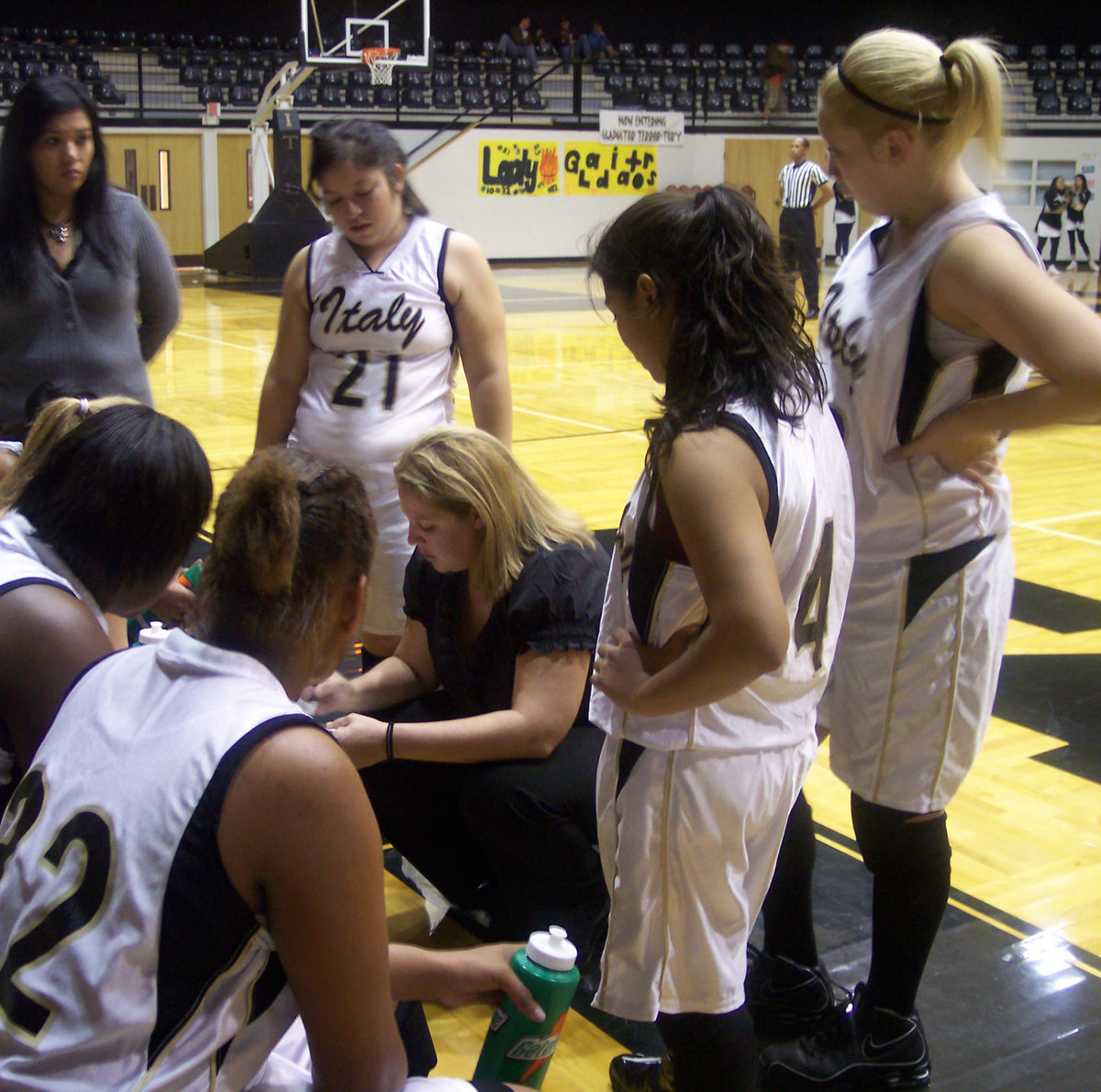 Image: Let’s Try This — Coach Stacy McDonald relied on some creative offensive strategies to help her young Lady Gladiator squad get back in the game against Mildred and eventually win by making a last second shot.