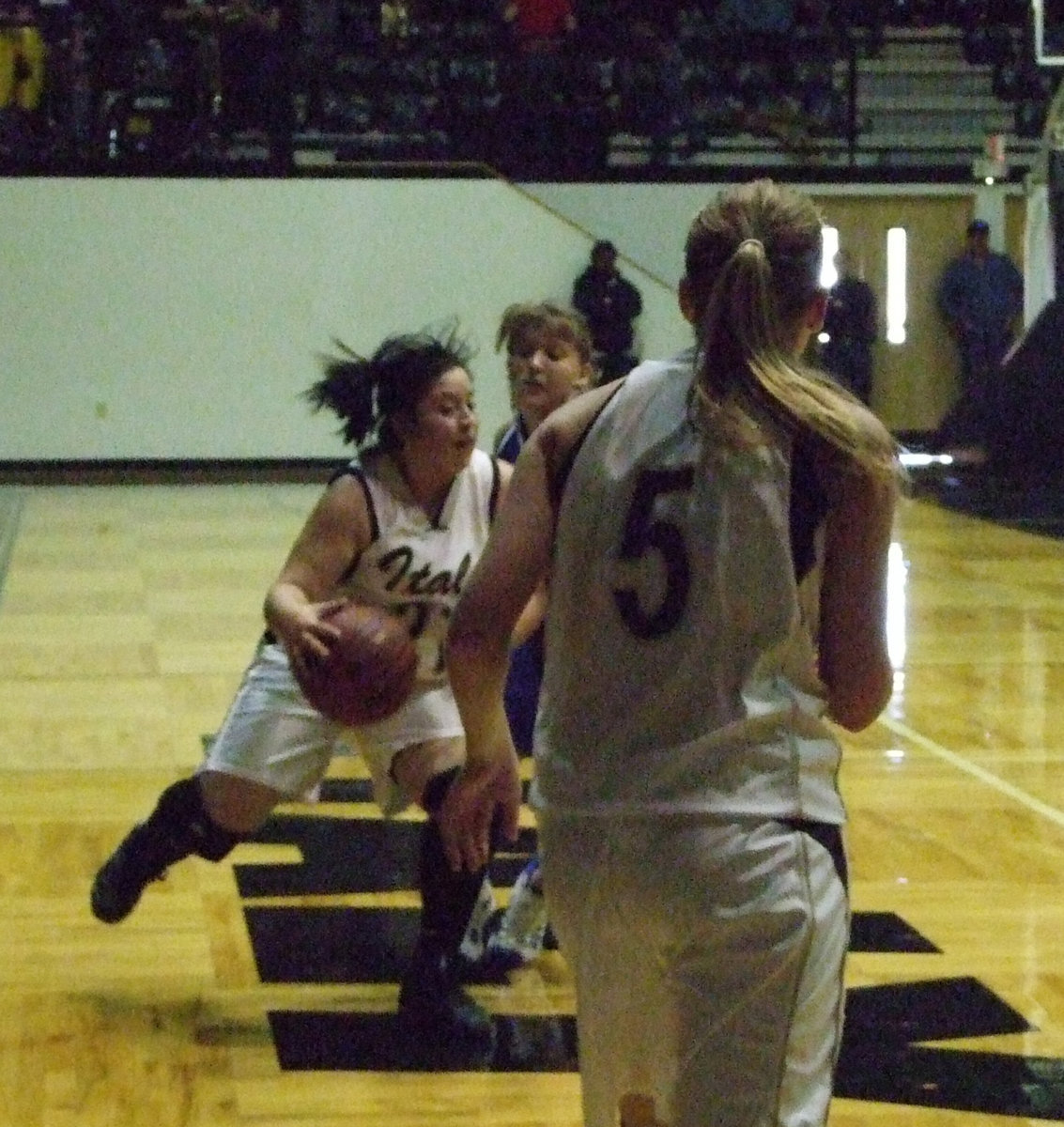 Image: Figueroa Controls The Ball — Senior B-Baller #21 Blanca Figueroa helps her Lady Gladiators squad earn their first win of the season