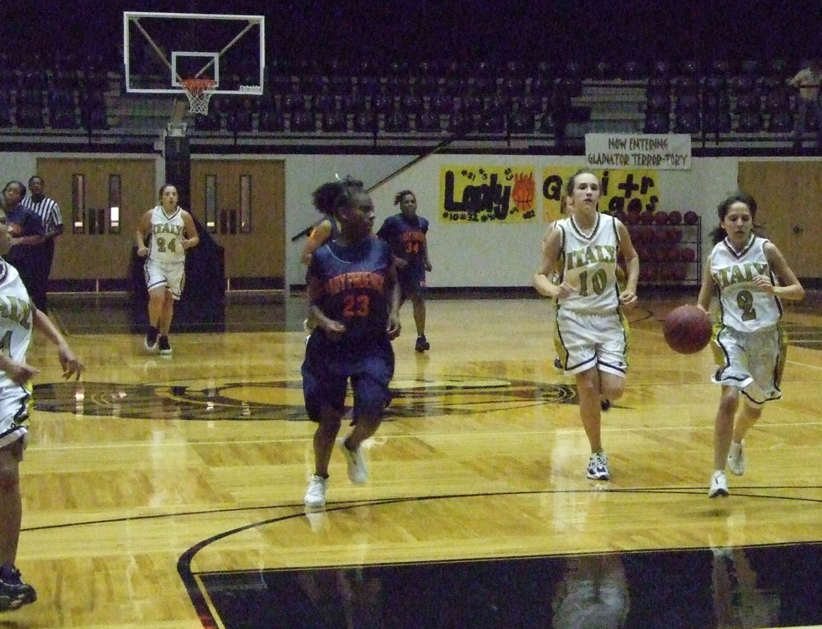 Image: Mata brings the ball — The 8th Grade Lady Gladiators won 33-9 against Hampton on Monday night.