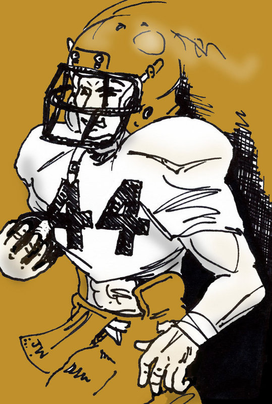 Image: Halfback Justin Wood — Sketch of halfback Justin Wood for the 7th grade football squad.
    Justin was also an assistant coach for the IYAA C-Team this season.