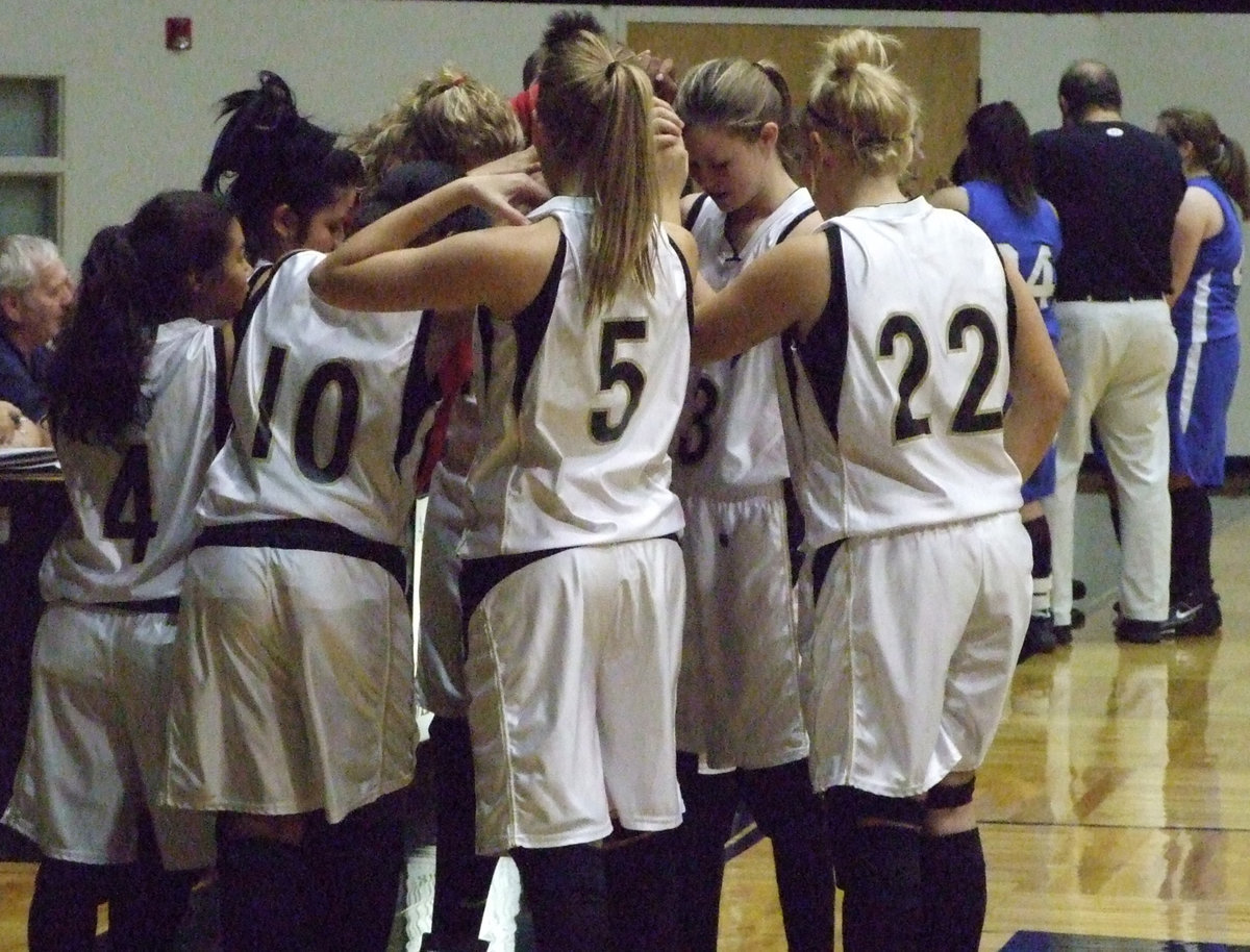 Image: Huddle Up — The Lady Gladiators have begun their campaign for the season.  The next game is on Tuesday, Nov. 18 against Mildred at home.