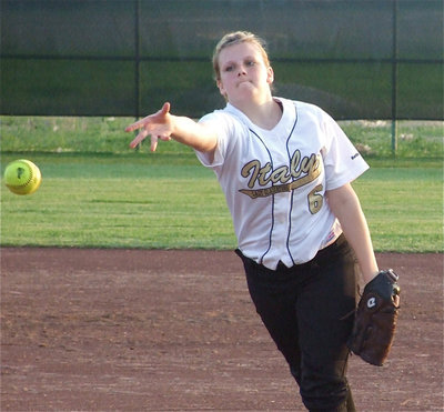 Image: Casi’s in control — Italy pitcher Casi Jeffords was in charge on the mound.