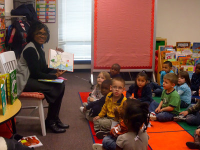 Image: Teresa Burkhalter — Teresa reads to the Pre-K class.