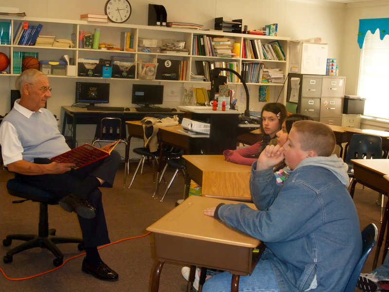 Image: Superintendent Jimmie Malone — Jimmy Malone took time out of his busy schedule to have fun reading to the sixth graders.