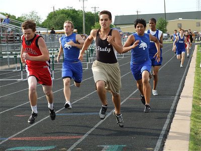Image: Finishing strong — Italy’s, Cody Medrano, muscles his way to a 1st place finish in the JV boys 800 meter run.
