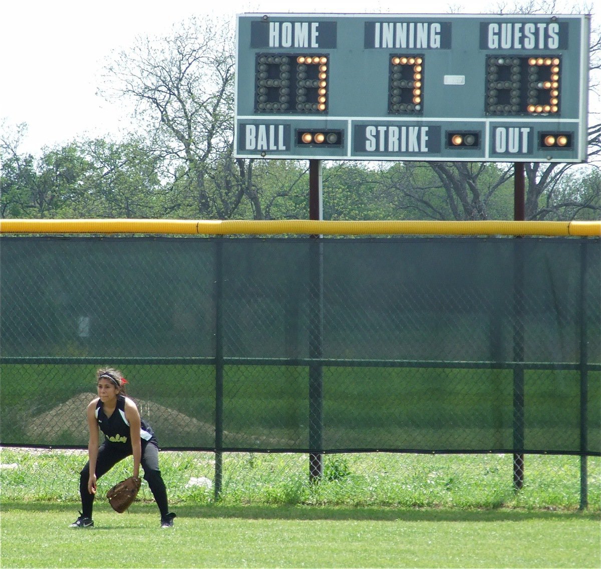 Image: One out to go — Alma Suaste stays alert with Italy needing just one more out to finish the Lady Eagles.