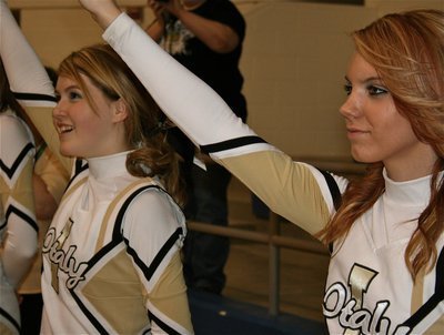 Image: Go, Gladiators! — IHS Cheerleaders Taylor Turner and Sierra Harris keep up the noise!