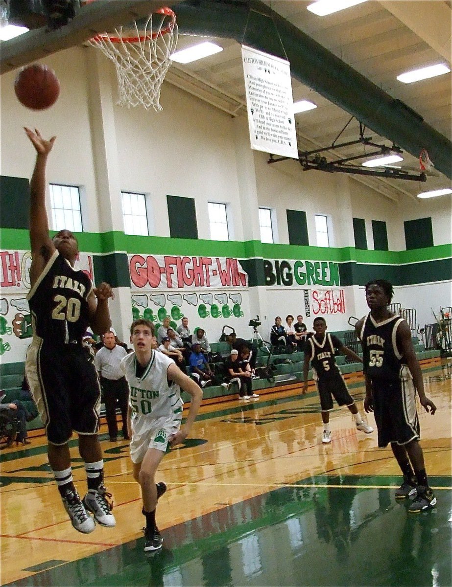 Image: Lewis makes the layup — Jalarnce Jamal Lewis(20) lays in two-points for Italy’s JV Gladiators.