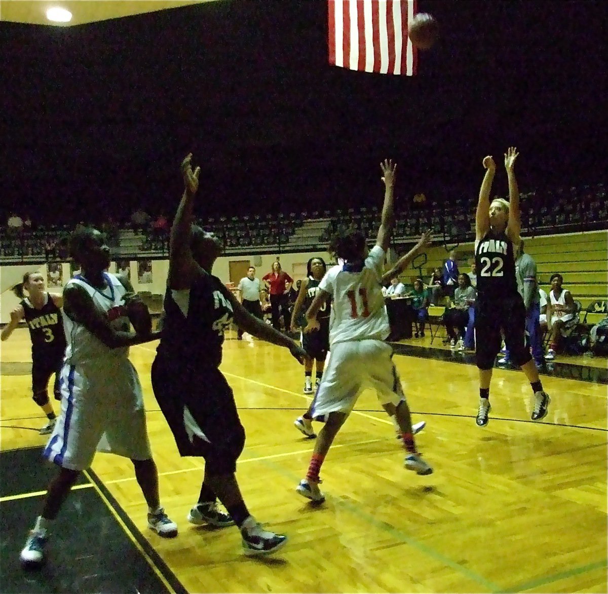 Image: Megan holds form — Lady Gladiator Megan Richards(22) knocks down a jumper against the Gateway Lady Gators during the Italy Invitational Tournament championship game.