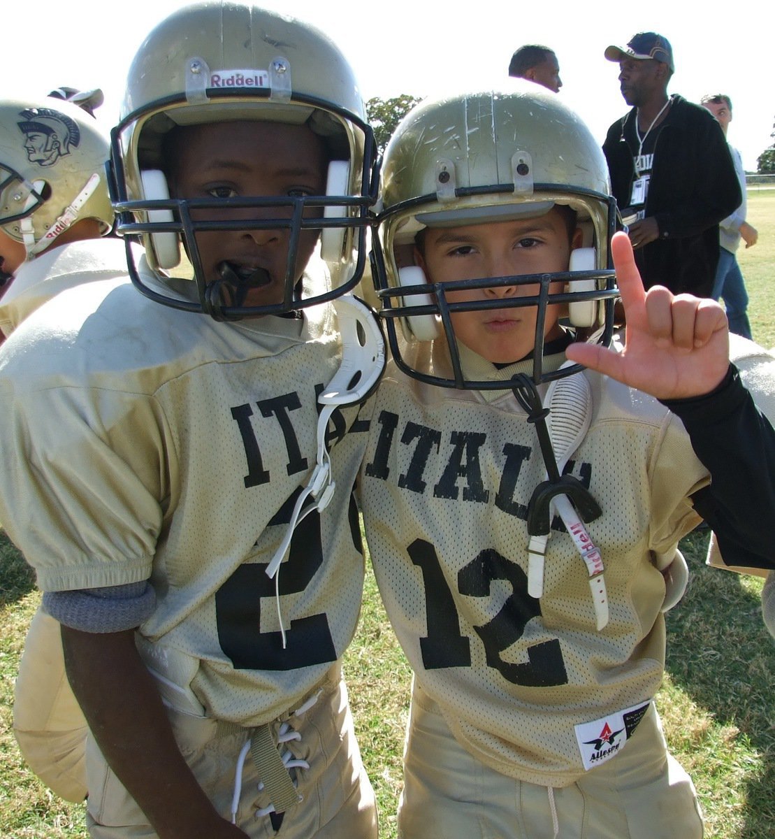 Image: The defenders — Christian Cole(29) and Michael Gonzalez(12) are proud to be returning to the Superbowl.