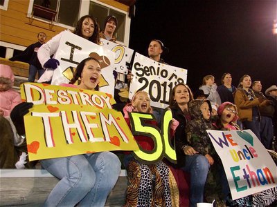 Image: We love #50! — Senior Gladiator Ethan Simon(50) had plenty of fan support during his final game on Willis Field.