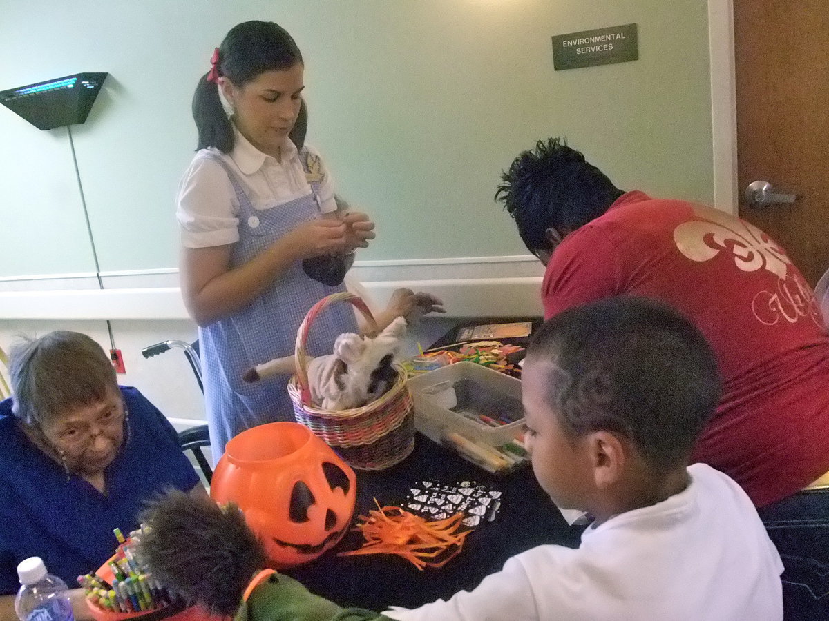 Image: Craft Station — The students were doing scratch-off art.