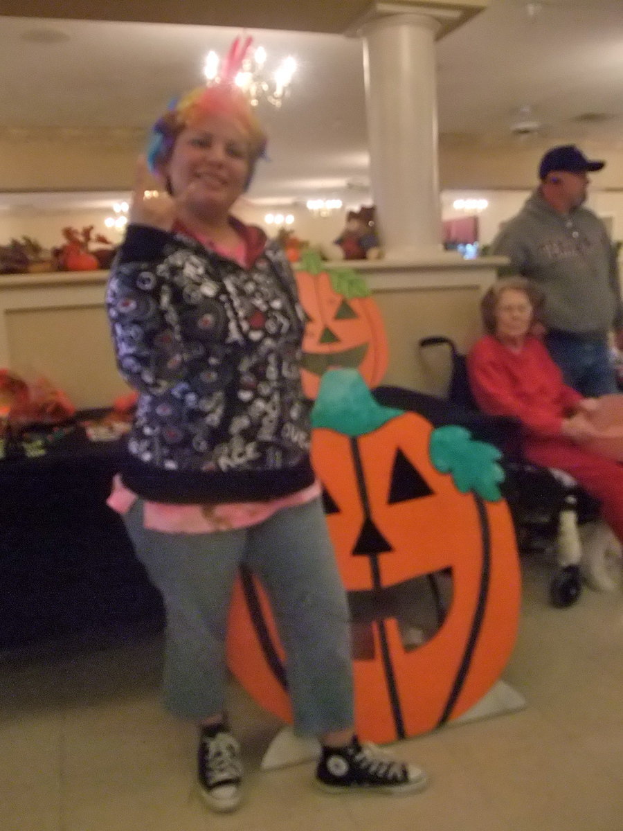 Image: Eighties Punk Rocker — This Eighties Punk Rocker was heading up the game of “pumpkin toss.”