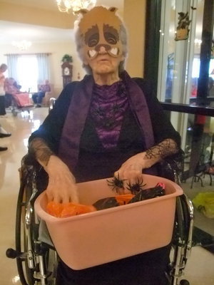 Image: Buna Guthrie — Buna is a resident at Trinity Mission and dressed up to have some fun with the students.