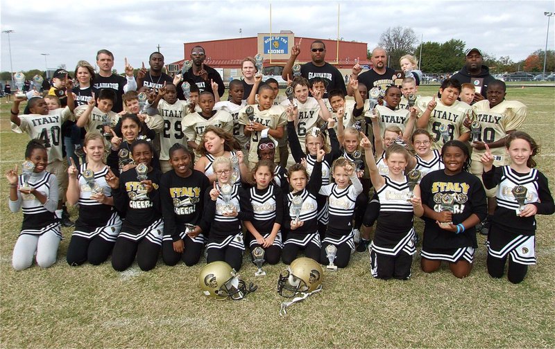 Image: The IYAA B-Team Gladiators and their cheerleaders celebrate — The undefeated, undisputed, IYAA B-Team Gladiators and their cheerleaders celebrate repeating as Superbowl champions after their 33-13 win over the Scurry-Rosser Wildcats in Blooming Grove.