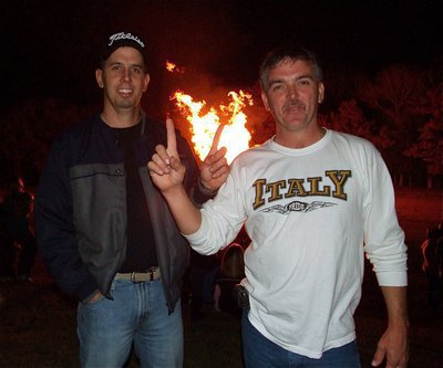 Image: What a day — Stephen Mott and B-Team coach Gary Wood enjoy the IYAA Bonfire Party with friends and family.