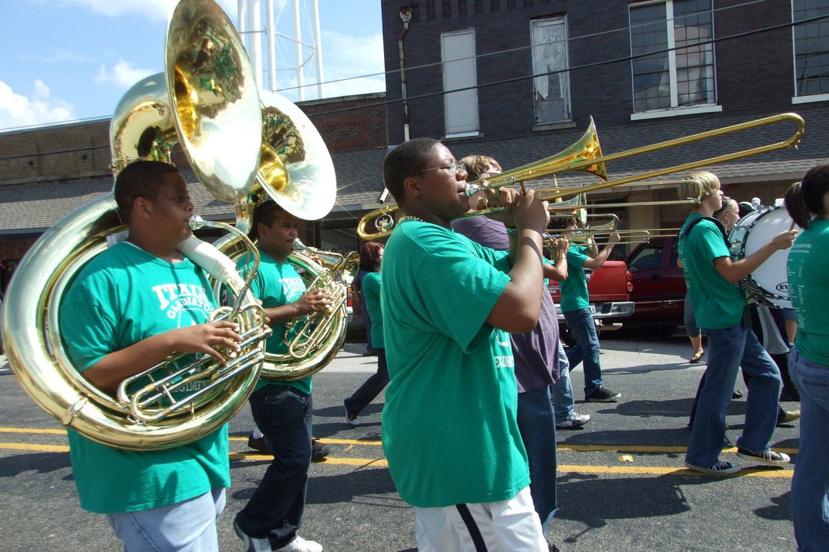 Image: Gladiators march on… — Members of the Gladiator Regiment Band keep time to ‘The Beat of Champions.’