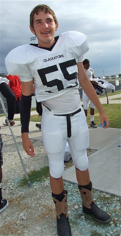 Image: A Gladiator in boots — Zackery Boykin would wear boots in the game if they only had cleats on the bottom.