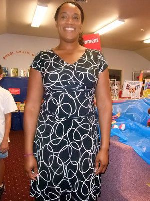 Image: Felicia Burkhalter  — Felicia Burkhalter (librarian aid) was on hand and ready to help you find your favorite book.