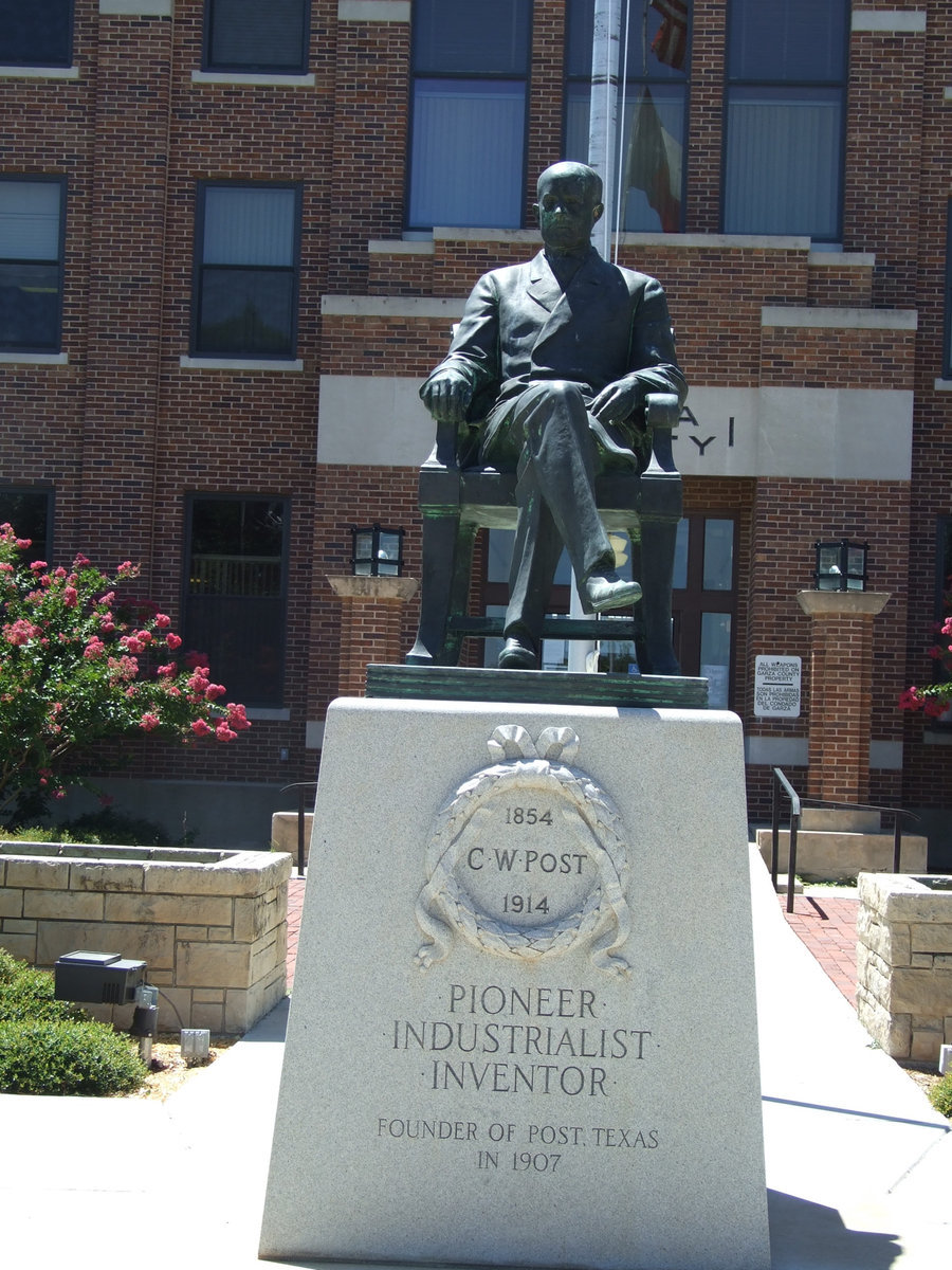 Image: C.W. Post — Along Interstate 20, you will drive through Post, Texas, founded by the famous cereal maker.