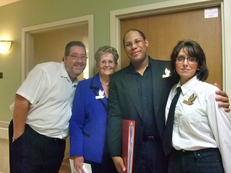 Image: Barry, Marie,Chris &amp; Theresa — Employees Barry Wilsford, Marie Wood, Chris Baker and Theresa Adams. Chris said, "We are celebrating Marie’s retirement, we all hate to see her go but we know there are a lot more adventures waiting ahead for her. Theresa said, “She is a God sent, that is all I can say.”