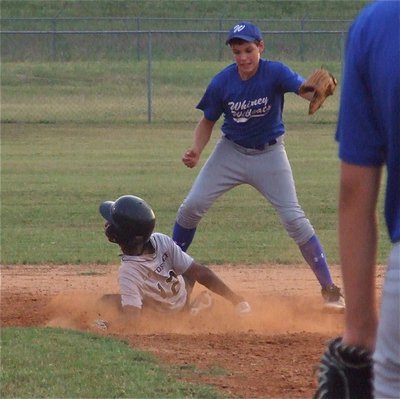 Image: No problem — A speedy Eric Carson steals second base against Whitney.
