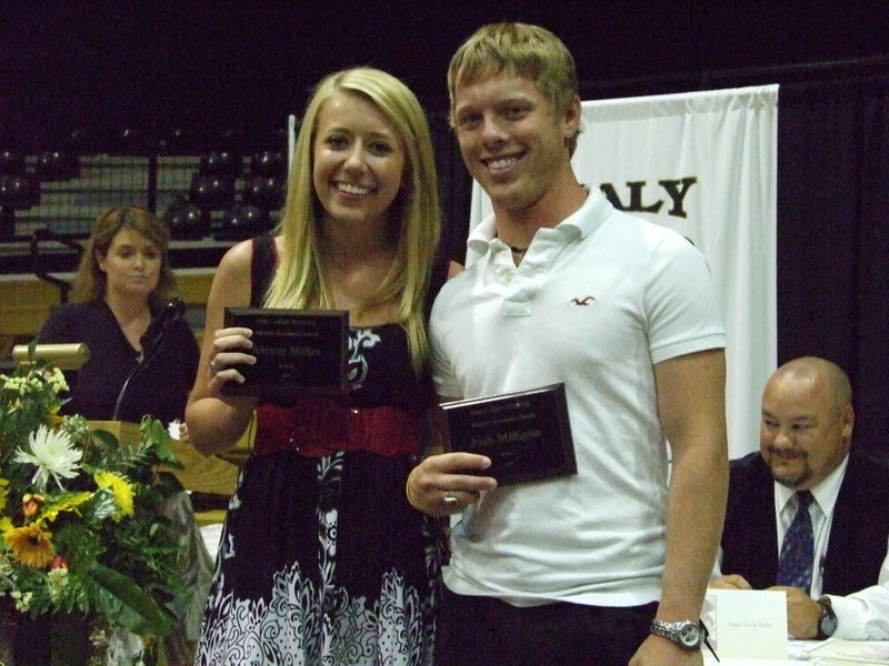 Image: Brains reign — Lexi Miller and Josh Milligan receive the Academic Award for the highest GPA.