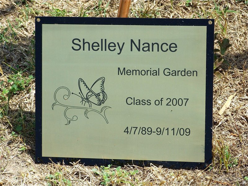 Image: Memorial Garden — The Shelley Nance Memorial Garden plaque was also on display during the dedication.
