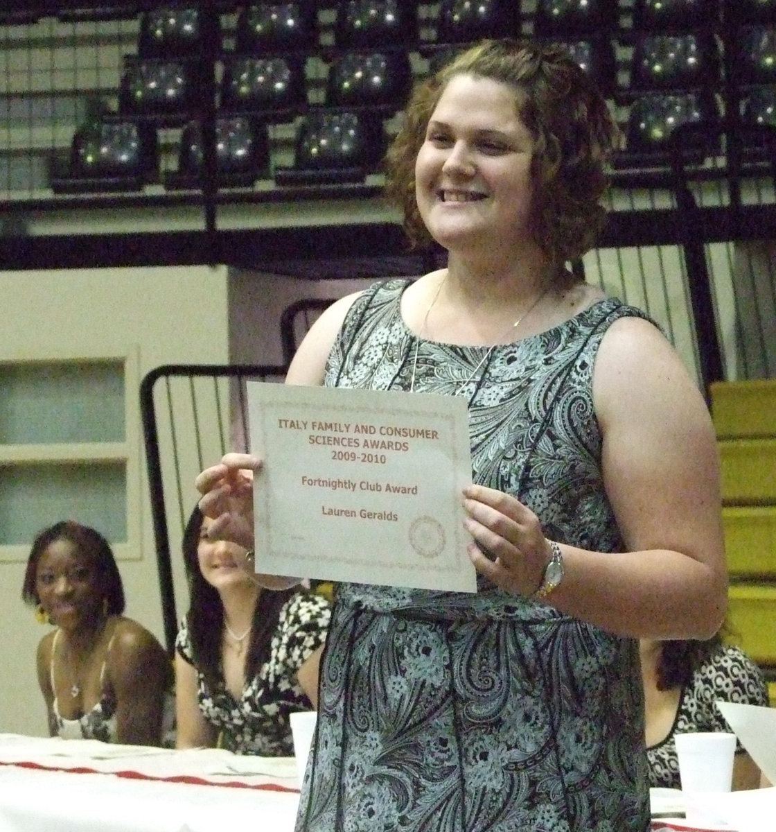 Image: Happy Lauren — Winner of the Fortnightly Club Award, Lauren Geralds.