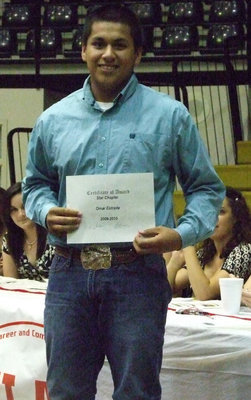Image: Omar is a winner — Omar Estrada wins the Star Chapter Farmer award.  He also is the new president of FFA.