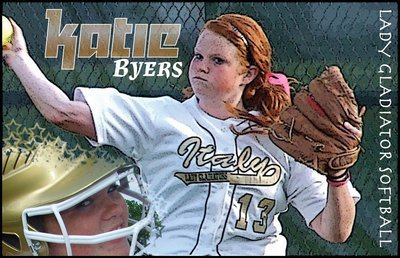 Image: Next up — Growing up a Lady Gladiator. Freshman Katie Byers follows in her sister’s cleats as a member of the Lady Gladiators Softball team. Sister Lauren Byers was a 2008 graduate of Italy High School and was an all-district performer for the Lady Gladiators Softball team.
