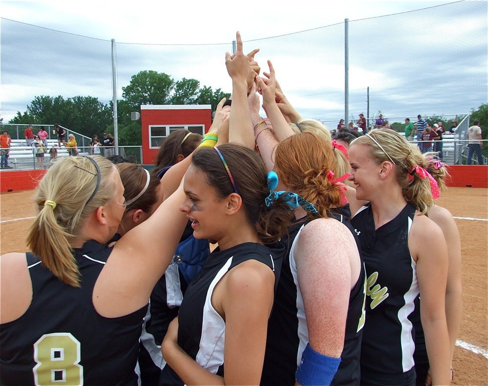 Image: We did it! — The Lady Gladiators get ready to take on Tolar next.