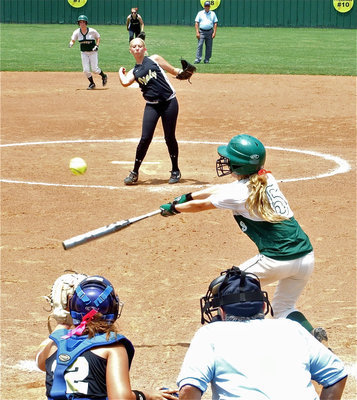 Image: Meg to Alyssa — Sophomore pitcher Megan Richards tries get one past Blue Ridge and into the waiting mitt of her sister, catcher Alyssa Richards.