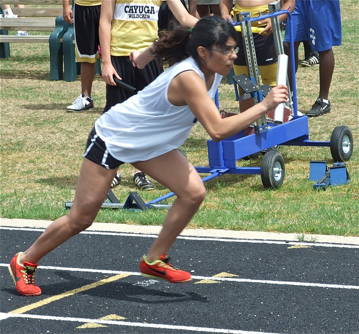 Image: “Red Shoes” Lopez — Lacey Lopez takes off down the track.