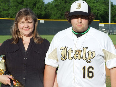 Image: Ivan and Flossie — Ivan Roldan and mom, Flossie Gowan, are introduced during senior night.
