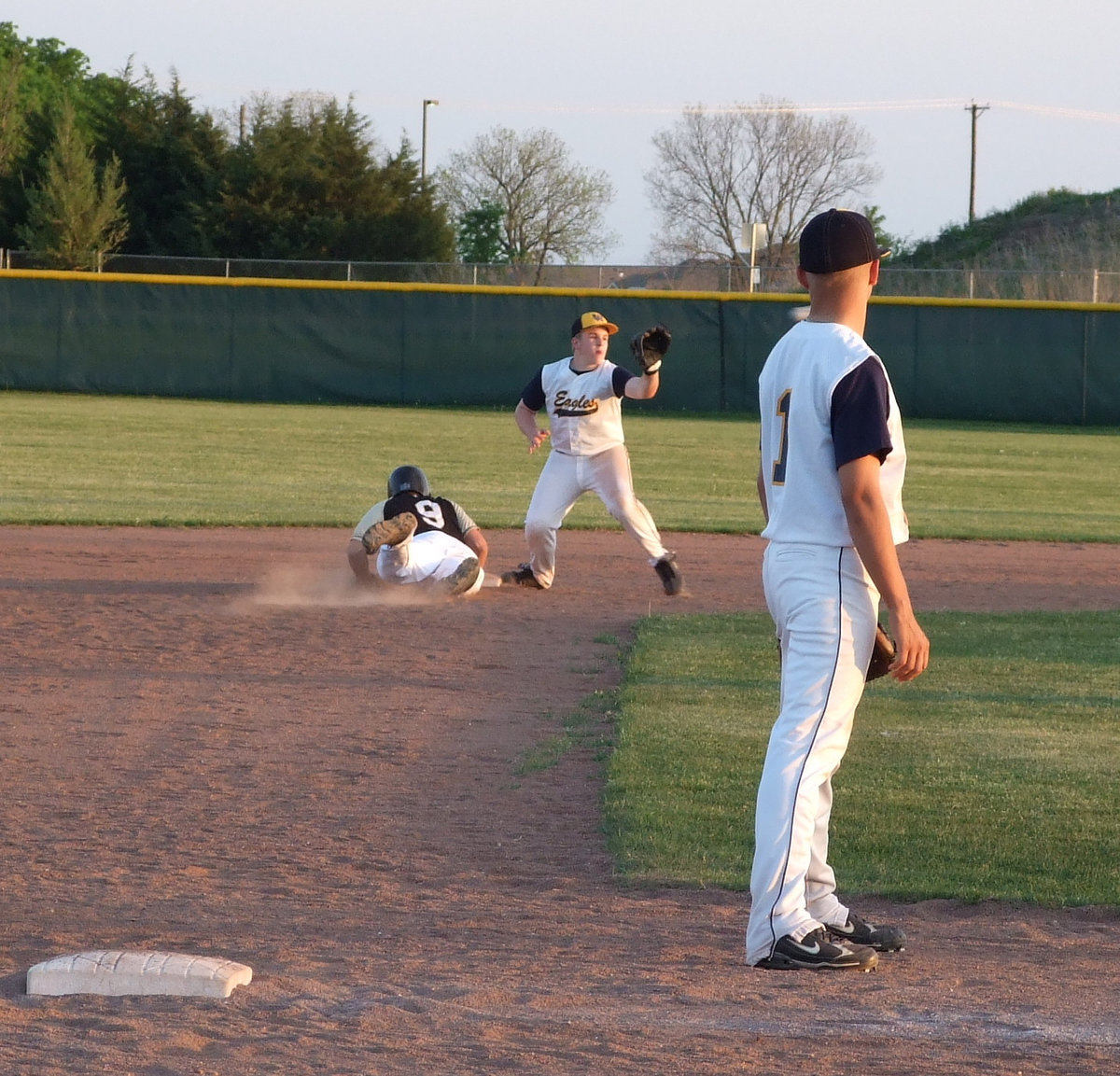 Image: He’s safe — Ethan is a little faster than the ball.