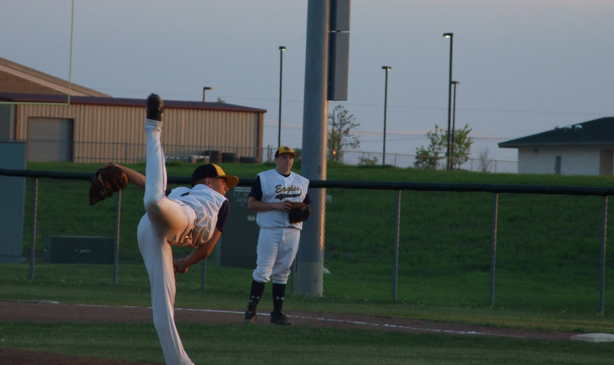 Image: Fancy footwork — This Eagle pitcher dances well too.