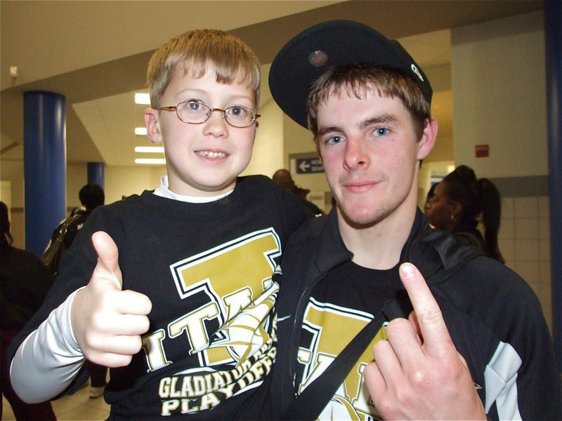 Image: Kort &amp; Brother Ryan — Kort Holey and, honorary Brother, Ryan Ashcraft celebrate Italy’s regional quarterfinal championship win over Gateway.