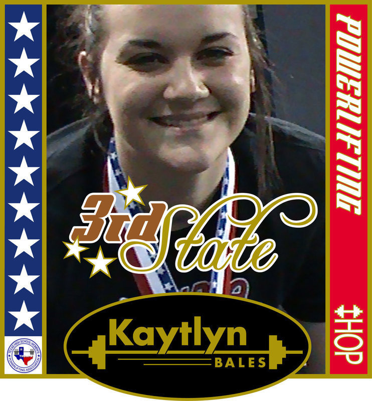 Image: Kaytlyn Bales wins 3rd place at the state powerlifting meet — Italy High School’s Kaytlyn Bales improved from a 5th place state ranking in 2009 to a 3rd place finish at the Texas High School Women’s Powerlifting Association’s State meet in Corpus Christi this season.