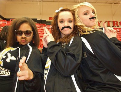 Image: Clover’s Italian Angels — The IHS cheerleaders were sporting mustaches they picked up at a pizza restaurant on the way to the game. West was wild!