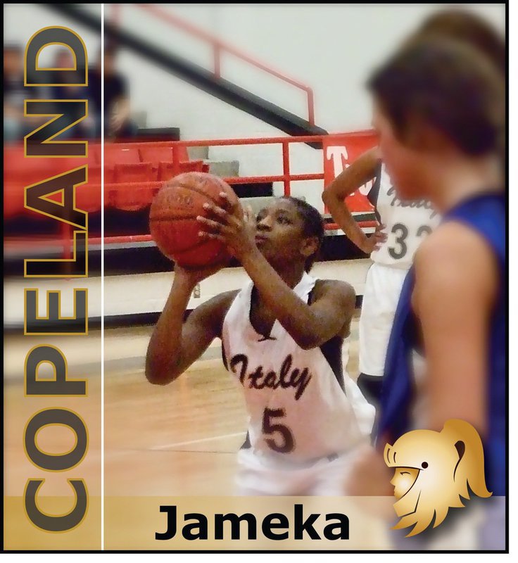 Image: Copeland in the clutch — Freshman Jameka Copeland(5) stepped to the line and hit both free shots to secure the bi-district championship for the Lady Gladiators, 47-44 over Bosqueville.