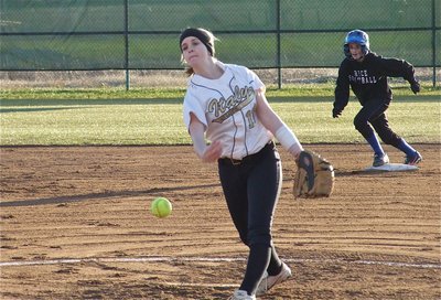 Image: Power ball — Courtney Westbrook has expanded her pitching repertoire and is already showing great versatility and control at the mound.